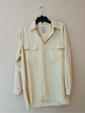 Doma 100% Silk Men's Butter Yellow Casual Button-Down Shirt